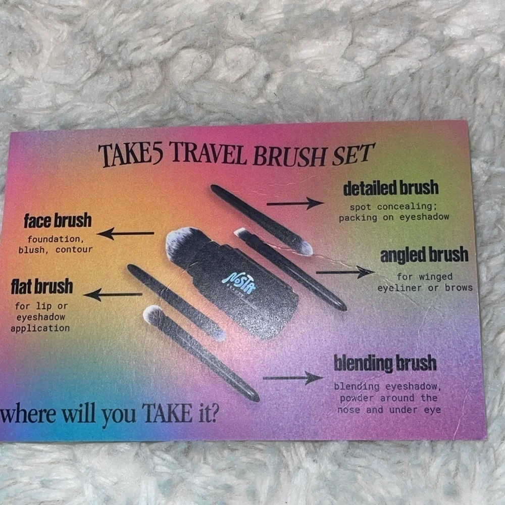 Take 5 travel makeup brush set by Nosta beauty 5 brushes NWOT